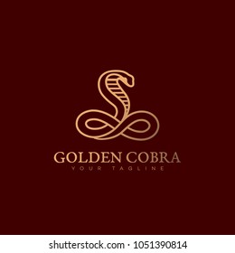 Golden cobra logo template design. Vector illustration.