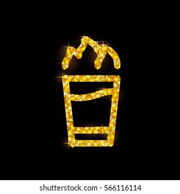 Golden cocktail flat icon. Hiroshima