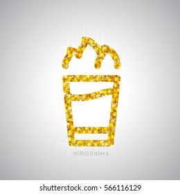 Golden cocktail flat icon. Hiroshima