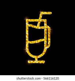 Golden cocktail flat icon. Irish coffee