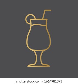 golden coctail drink icon- vector illustration