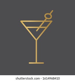 golden coctail glass icon- vector illustration