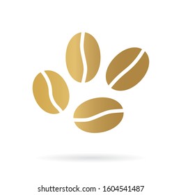 golden coffee beans icon- vector illustration