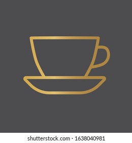 golden coffee cup icon- vector illustration