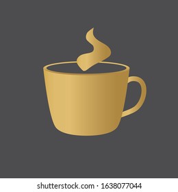 golden coffee cup icon- vector illustration