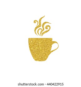 golden coffee cup on white background