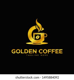 golden coffee logo design luxury