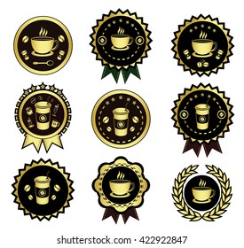 Golden coffee logo set