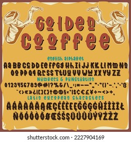 Café dorado con sombra. Vector.