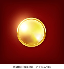 Golden coin. 3d realistic coin. Golden coin for online casino or video game. Vector clipart.