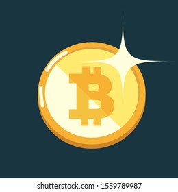 golden coin with bitcoin sign. cryptocurrency isolated vector icon illustration