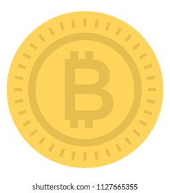 Golden coin with bitcoin symbol, crypto currency