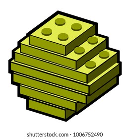 Golden coin built on building blocks, Vector illustration