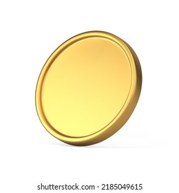 Golden coin cash money circle financial lucky fortune lottery win realistic 3d icon vector illustration. Banking abundance currency metallic reward trophy success business treasure precious medal