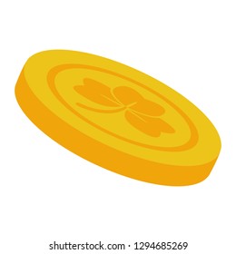 golden coin clover happy st patricks day vector illustration