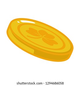 golden coin clover happy st patricks day vector illustration