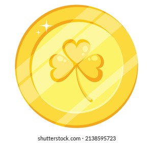 golden coin with clover symbol