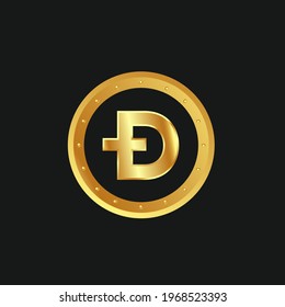 golden coin Dogecoin (DOGE), digital cryptocurrency. Dogecoin (DOGE) icon set. Vector illustration isolated on black background.

A