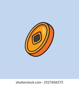 golden coin in flat vector design.