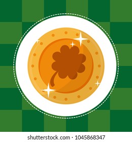 Golden coin good luck St patricks day