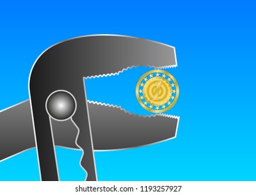 golden coin in the grip. Vector Illustration