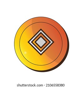 The golden coin have a dai symbol with double shade and sparkle - Concept of cryptocurrency 