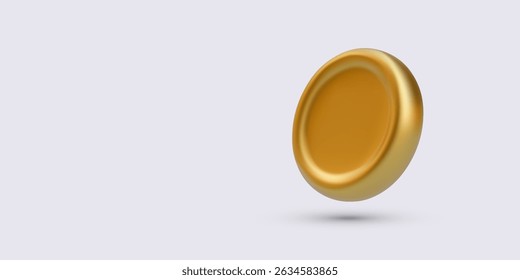 Golden Coin Icon Floating with Soft Shadow on Light Background. Ideal for Currency, Wealth, Game Assets, and Financial Concepts. Glossy and Minimalist Vector Illustration.