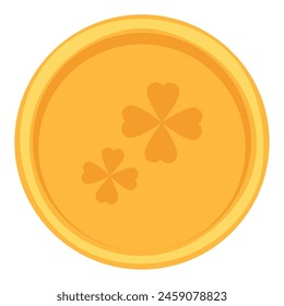 Golden coin icon Good luck symbol Vector illustration