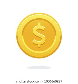 Golden coin icon. Money symbol with dollar sign. Dollar symbol. Bank payment symbol. American dollar. Golden coin. Dollar coin. Bank payment symbol. Finance. American currency. Cash money. Game coin.