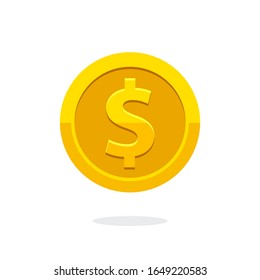 Golden coin icon. Money symbol with dollar sign. Dollar symbol. Bank payment symbol. American dollar. Golden coin. Dollar coin. Bank payment symbol. Finance. American currency. Cash money. Game coin.