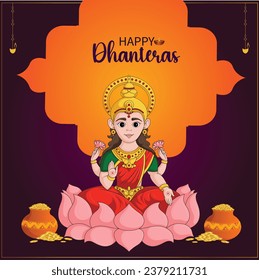 Golden coin in kalash event background for happy dhanteras celebration

