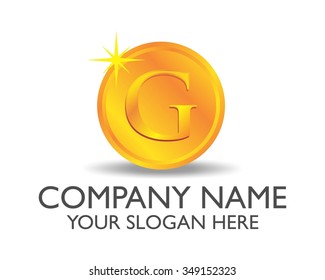 golden coin logo icon vector