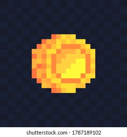 Golden coin. Pixel art. Retro game style. Vector illustration.