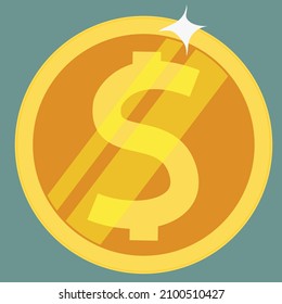 Golden coin separate dollar coin
