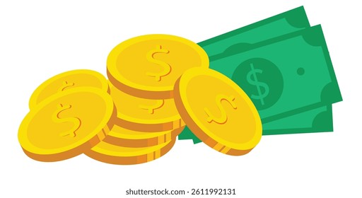 Golden coin set vector eps10.