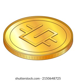 Golden coin Stepn GMT in isometric view isolated on white. Vector illustration. svg