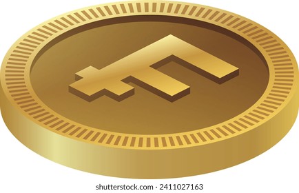 Golden Coin In Swiss Franc Currency