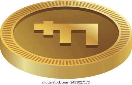 Golden Coin In Swiss Franc Currency