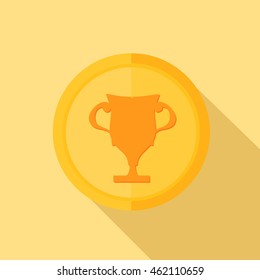 Golden coin with trophy