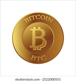 Golden coin with word bitcoin