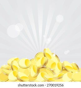 Golden Coins Background , Vector Illustration