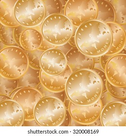Golden coins as a background. Vector illustration