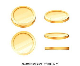 Golden coins in different positions vector illustration on white background