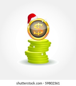 Golden coins with dollar symbol