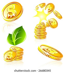 Golden coins. Easy to edit.