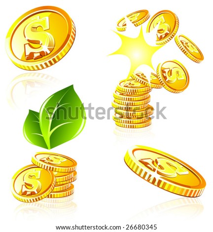 Golden coins. Easy to edit.