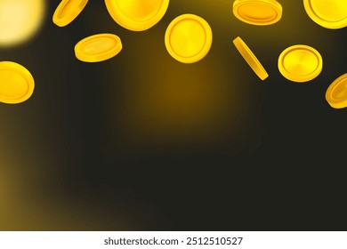 Monedas de oro cayendo. Ilustración vectorial 3D 