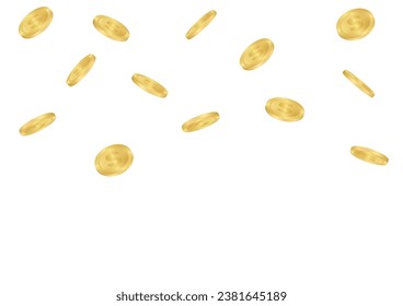 Golden Coins Falling or Flying. Golden Coin Background. Rich and Wealth Concept. Vector Illustration. 