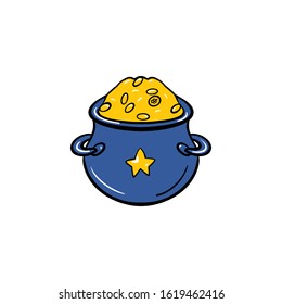 Golden coins with four leaf clover, vector illustration, for St. Patrick's day