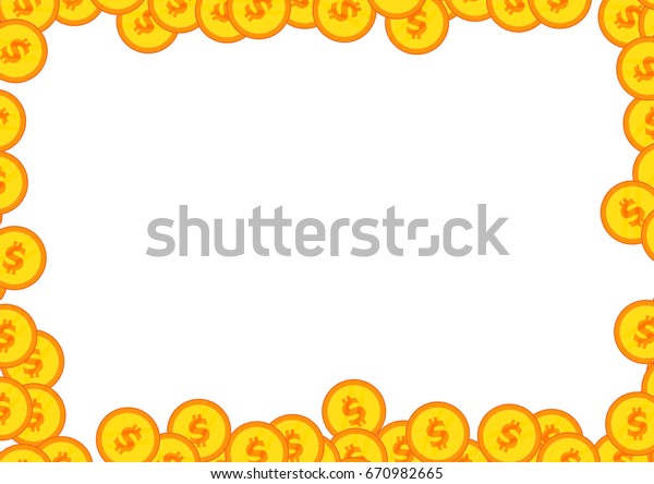 Golden Coins Frame Isolated On White Stock Vector (Royalty Free) 670982665